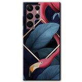 MRCİLETİSİMmrc-12472 Flamingo Yaprak Kılıf HD Desen Baskılı Arka Kapak Samsung Galaxy S22 Ultra ile uyumlu