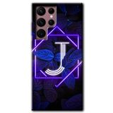 MRCİLETİSİMmrc-12578 Dark Neon Yaprak J Harfi Kılıf HD Desen Baskılı Arka Kapak Samsung Galaxy S22 Ultra ile uyumlu