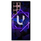 MRCİLETİSİMmrc-12602 Dark Neon Yaprak U Harfi Kılıf HD Desen Baskılı Arka Kapak Samsung Galaxy S22 Ultra ile uyumlu
