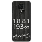 MRCİLETİSİMmrc-126367 Atatürk Ahşap İmza Kılıf Kapak Hayalet Ekran Yandan Gözükmez Xiaomi Redmi Note 9s ile uyumlu