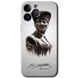 MRCİLETİSİMmrc-135205 Mustafa Kemal Atatürk Kılıf HD Desen Baskılı Arka Kapak iPhone 14 Pro ile uyumlu