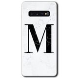 MRCİLETİSİMmrc-1454 Beyaz Mermer Desenli M Harfi Kılıf HD Desen Baskılı Arka Kapak Samsung Galaxy S10 ile uyumlu
