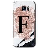 MRCİLETİSİMmrc-14614 Pembe Mermer Desenli F Harfi Kılıf HD Desen Baskılı Arka Kapak Samsung Galaxy S7 Edge ile uyumlu