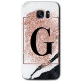 MRCİLETİSİMmrc-14615 Pembe Mermer Desenli G Harfi Kılıf HD Desen Baskılı Arka Kapak Samsung Galaxy S7 Edge ile uyumlu