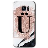 MRCİLETİSİMmrc-14634 Pembe Mermer Desenli Ü Harfi Kılıf HD Desen Baskılı Arka Kapak Samsung Galaxy S7 Edge ile uyumlu