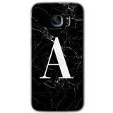 MRCİLETİSİMmrc-14681 Siyah Mermer Desenli A Harfi Kılıf HD Desen Baskılı Arka Kapak Samsung Galaxy S7 Edge ile uyumlu