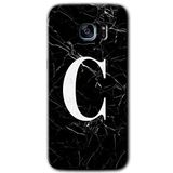 MRCİLETİSİMmrc-14682 Siyah Mermer Desenli C Harfi Kılıf HD Desen Baskılı Arka Kapak Samsung Galaxy S7 Edge ile uyumlu