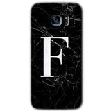 MRCİLETİSİMmrc-14687 Siyah Mermer Desenli F Harfi Kılıf HD Desen Baskılı Arka Kapak Samsung Galaxy S7 Edge ile uyumlu