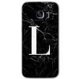 MRCİLETİSİMmrc-14694 Siyah Mermer Desenli L Harfi Kılıf HD Desen Baskılı Arka Kapak Samsung Galaxy S7 Edge ile uyumlu