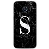 MRCİLETİSİMmrc-14702 Siyah Mermer Desenli S Harfi Kılıf HD Desen Baskılı Arka Kapak Samsung Galaxy S7 Edge ile uyumlu