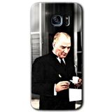 MRCİLETİSİMmrc-14721 Atatürk Türk Kahvesi Kılıf HD Desen Baskılı Arka Kapak Samsung Galaxy S7 Edge ile uyumlu