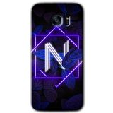 MRCİLETİSİMmrc-14782 Dark Neon Yaprak N Harfi Kılıf HD Desen Baskılı Arka Kapak Samsung Galaxy S7 Edge ile uyumlu