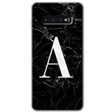 MRCİLETİSİMmrc-1481 Siyah Mermer Desenli A Harfi Kılıf HD Desen Baskılı Arka Kapak Samsung Galaxy S10 ile uyumlu