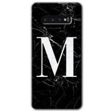 MRCİLETİSİMmrc-1495 Siyah Mermer Desenli M Harfi Kılıf HD Desen Baskılı Arka Kapak Samsung Galaxy S10 ile uyumlu