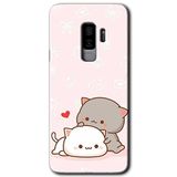 MRCİLETİSİMmrc-14959 Kedi Aşkı Kılıf HD Desen Baskılı Arka Kapak + Temperli Cam Samsung Galaxy S9 Plus ile uyumlu