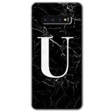 MRCİLETİSİMmrc-1505 Siyah Mermer Desenli U Harfi Kılıf HD Desen Baskılı Arka Kapak Samsung Galaxy S10 ile uyumlu