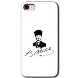 MRCİLETİSİMmrc-154998 Kemal Atatürk İmza Kılıf HD Desen Baskılı Arka Kapak + Temperli Cam iPhone 8 ile uyumlu