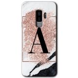MRCİLETİSİMmrc-15708 Pembe Mermer Desenli A Harfi Kılıf HD Desen Baskılı Arka Kapak Samsung Galaxy S9 Plus ile uyumlu