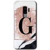 MRCİLETİSİMmrc-15715 Pembe Mermer Desenli G Harfi Kılıf HD Desen Baskılı Arka Kapak Samsung Galaxy S9 Plus ile uyumlu