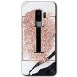 MRCİLETİSİMmrc-15717 Pembe Mermer Desenli İ Harfi Kılıf HD Desen Baskılı Arka Kapak Samsung Galaxy S9 Plus ile uyumlu