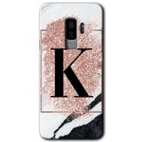 MRCİLETİSİMmrc-15721 Pembe Mermer Desenli K Harfi Kılıf HD Desen Baskılı Arka Kapak Samsung Galaxy S9 Plus ile uyumlu