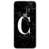 MRCİLETİSİMmrc-15782 Siyah Mermer Desenli C Harfi Kılıf HD Desen Baskılı Arka Kapak Samsung Galaxy S9 Plus ile uyumlu