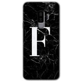 MRCİLETİSİMmrc-15787 Siyah Mermer Desenli F Harfi Kılıf HD Desen Baskılı Arka Kapak Samsung Galaxy S9 Plus ile uyumlu