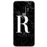 MRCİLETİSİMmrc-15801 Siyah Mermer Desenli R Harfi Kılıf HD Desen Baskılı Arka Kapak Samsung Galaxy S9 Plus ile uyumlu