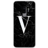 MRCİLETİSİMmrc-15807 Siyah Mermer Desenli V Harfi Kılıf HD Desen Baskılı Arka Kapak Samsung Galaxy S9 Plus ile uyumlu