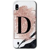 MRCİLETİSİMmrc-164213 Pembe Mermer Desenli D Harfi Kılıf Kapak Hayalet Ekran Yandan Gözükmez Samsung Galaxy A10 ile uyumlu
