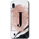 MRCİLETİSİMmrc-164220 Pembe Mermer Desenli J Harfi Kılıf Kapak Hayalet Ekran Yandan Gözükmez Samsung Galaxy A10 ile uyumlu