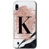 MRCİLETİSİMmrc-164222 Pembe Mermer Desenli K Harfi Kılıf Kapak Hayalet Ekran Yandan Gözükmez Samsung Galaxy A10 ile uyumlu