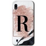 MRCİLETİSİMmrc-164229 Pembe Mermer Desenli R Harfi Kılıf Kapak Hayalet Ekran Yandan Gözükmez Samsung Galaxy A10 ile uyumlu