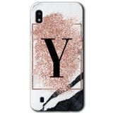 MRCİLETİSİMmrc-164237 Pembe Mermer Desenli Y Harfi Kılıf Kapak Hayalet Ekran Yandan Gözükmez Samsung Galaxy A10 ile uyumlu