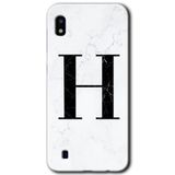 MRCİLETİSİMmrc-164248 Beyaz Mermer Desenli H Harfi Kılıf Kapak Hayalet Ekran Yandan Gözükmez Samsung Galaxy A10 ile uyumlu