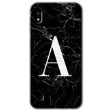 MRCİLETİSİMmrc-164282 Siyah Mermer Desenli A Harfi Kılıf Kapak Hayalet Ekran Yandan Gözükmez Samsung Galaxy A10 ile uyumlu