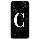 MRCİLETİSİMmrc-164283 Siyah Mermer Desenli C Harfi Kılıf Kapak Hayalet Ekran Yandan Gözükmez Samsung Galaxy A10 ile uyumlu