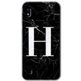 MRCİLETİSİMmrc-164290 Siyah Mermer Desenli H Harfi Kılıf Kapak Hayalet Ekran Yandan Gözükmez Samsung Galaxy A10 ile uyumlu