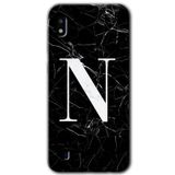MRCİLETİSİMmrc-164297 Siyah Mermer Desenli N Harfi Kılıf Kapak Hayalet Ekran Yandan Gözükmez Samsung Galaxy A10 ile uyumlu