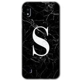 MRCİLETİSİMmrc-164303 Siyah Mermer Desenli S Harfi Kılıf Kapak Hayalet Ekran Yandan Gözükmez Samsung Galaxy A10 ile uyumlu