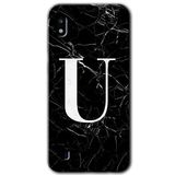 MRCİLETİSİMmrc-164306 Siyah Mermer Desenli U Harfi Kılıf Kapak Hayalet Ekran Yandan Gözükmez Samsung Galaxy A10 ile uyumlu
