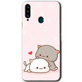 MRCİLETİSİMmrc-166760 Kedi Aşkı Kılıf Kapak Hayalet Ekran Yandan Gözükmez Samsung Galaxy A20s ile uyumlu