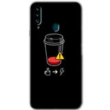 MRCİLETİSİMmrc-166852 Coffee Battery Kılıf Kapak Hayalet Ekran Yandan Gözükmez Samsung Galaxy A20s ile uyumlu