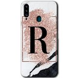 MRCİLETİSİMmrc-166979 Pembe Mermer Desenli R Harfi Kılıf Kapak Hayalet Ekran Yandan Gözükmez Samsung Galaxy A20s ile uyumlu