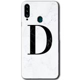 MRCİLETİSİMmrc-166994 Beyaz Mermer Desenli D Harfi Kılıf Kapak Hayalet Ekran Yandan Gözükmez Samsung Galaxy A20s ile uyumlu
