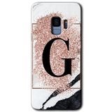 MRCİLETİSİMmrc-16815 Pembe Mermer Desenli G Harfi Kılıf HD Desen Baskılı Arka Kapak Samsung Galaxy S9 ile uyumlu