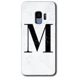 MRCİLETİSİMmrc-16854 Beyaz Mermer Desenli M Harfi Kılıf HD Desen Baskılı Arka Kapak Samsung Galaxy S9 ile uyumlu