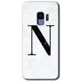 MRCİLETİSİMmrc-16855 Beyaz Mermer Desenli N Harfi Kılıf HD Desen Baskılı Arka Kapak Samsung Galaxy S9 ile uyumlu