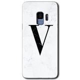 MRCİLETİSİMmrc-16877 Beyaz Mermer Desenli V Harfi Kılıf HD Desen Baskılı Arka Kapak Samsung Galaxy S9 ile uyumlu