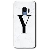 MRCİLETİSİMmrc-16878 Beyaz Mermer Desenli Y Harfi Kılıf HD Desen Baskılı Arka Kapak Samsung Galaxy S9 ile uyumlu